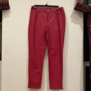 Venus Red Faux Leather Pants.